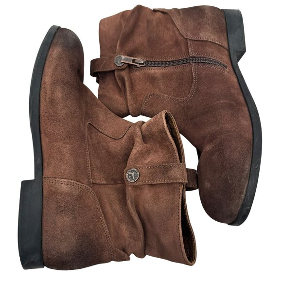 Birkenstock Espresso Brown Suede Sarnia Slouch Ankle Boots Womens Sz 39/US 8-8.5 - Picture 1 of 11